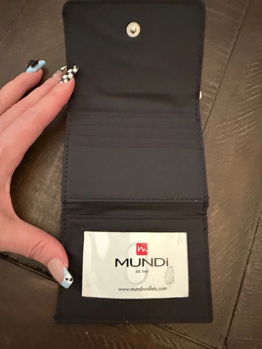 Mundi Love ❤️ Potion Black Trifold Wallet with White Logo Patch